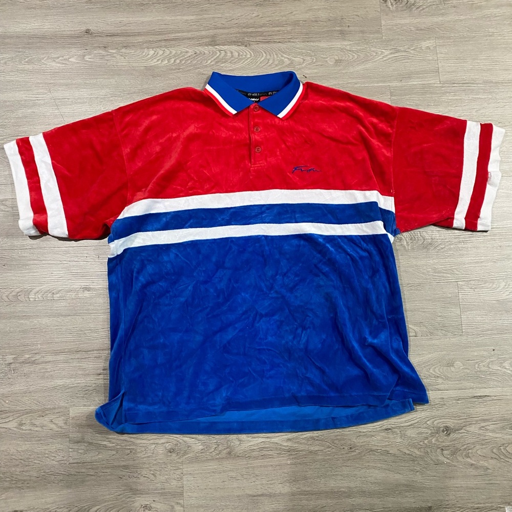 Men’s FUBU Sports Collection 1992 Terry Cloth Short Sleeve Polo XXL Vintage‎ Y2K